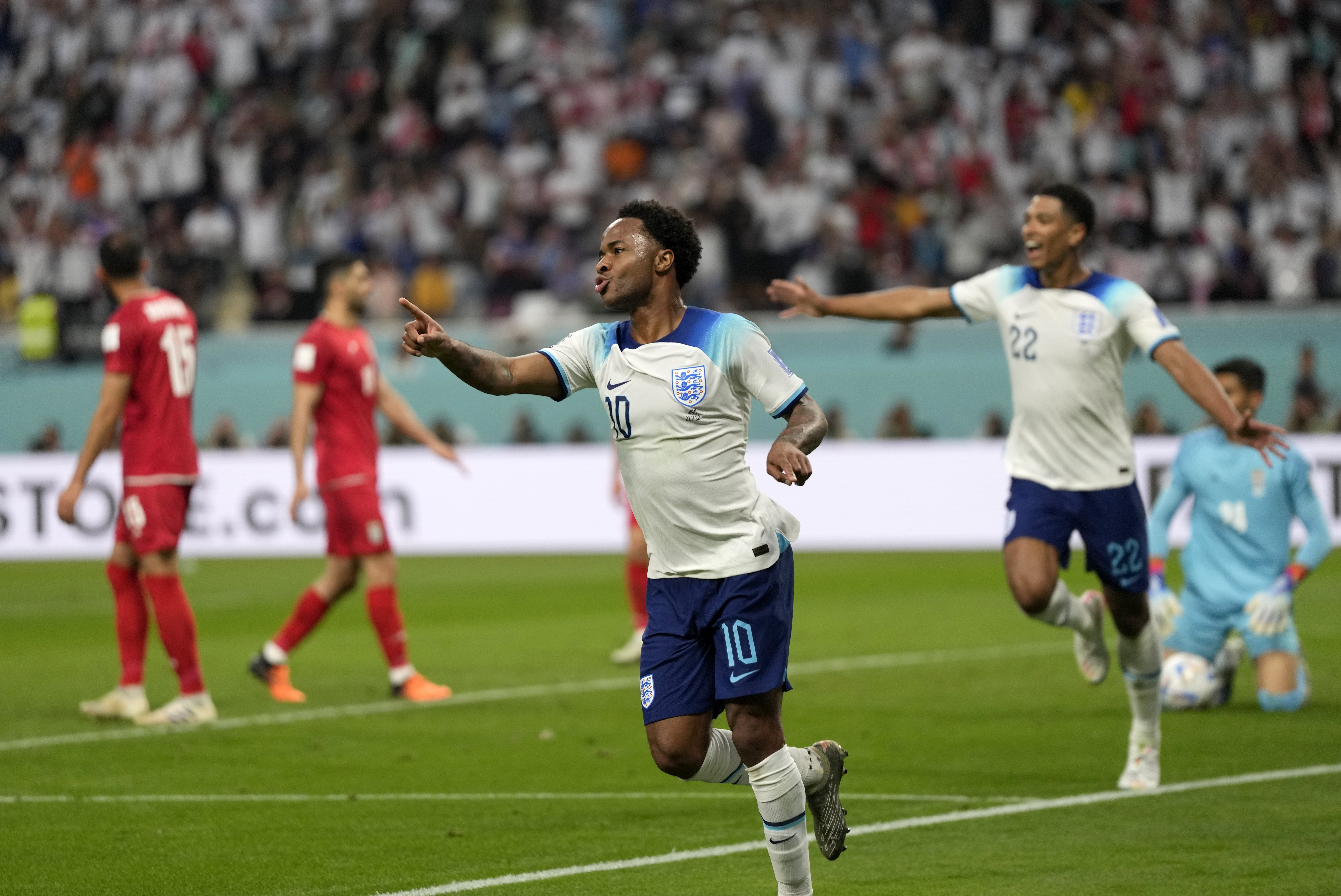 Raheem Sterling Celebrates for England 